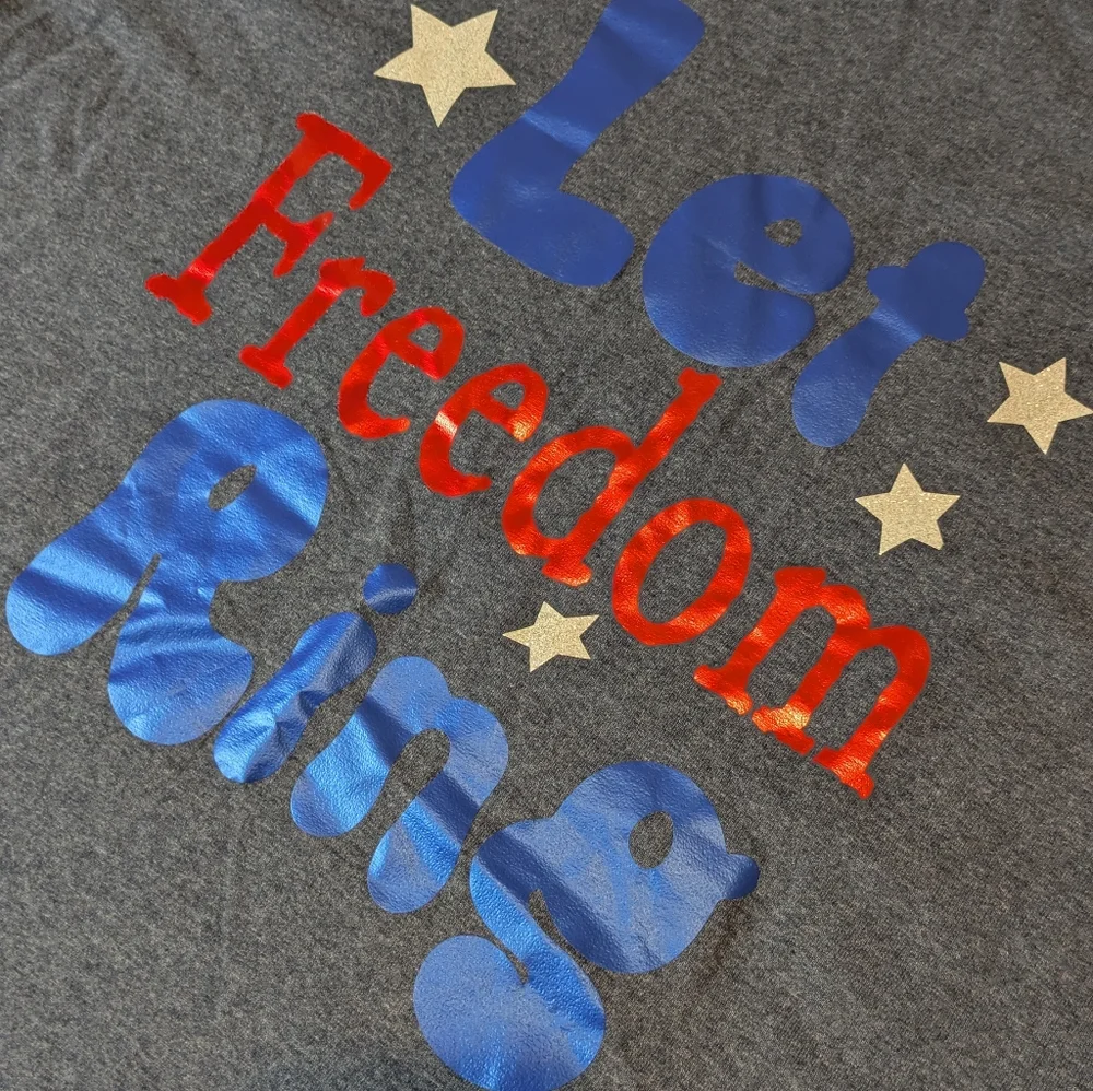 Let Freedom Ring Heathered Blue Short Sleeve T-shirt Unisex Adult XL